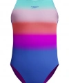 Speedo Digital Baskı Kız Çocuk Yüzücü Mayosu Pembe-Mavi
