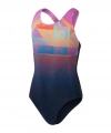 Speedo Digital Baskı Splashback Kız Çocuk Yüzücü Mayosu Lacivert-Pembe