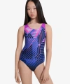 Speedo Digital Baskı Kız Çocuk Yüzücü Mayosu Pembe-Mor