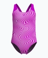 Speedo Dijital Allover Sıçrama Önleyici Diva Kız Çocuk Mayosu Mor