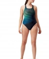 Speedo Dijital Baskılı Medalist Kadın Yüzücü Mayosu Koyu Yeşil