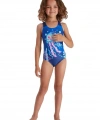 Speedo Deniz Anası Desenli Kız Çocuk Mayosu Mavi