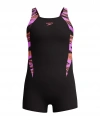 Speedo Hyperboom Splice Legsuit Kız Çocuk Yüzücü Mayosu Siyah-Mor
