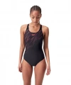 Speedo Hyper Boom Yerleştirmeli Kaslı Sırt Kadın Mayosu Siyah-Bordo