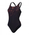 Speedo Hyper Boom Yerleştirmeli Kaslı Sırt Kadın Mayosu Siyah-Bordo