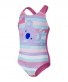 Speedo Koko Koala Desenli Çapraz Sırtlı Kız Çocuk Mayosu Mavi