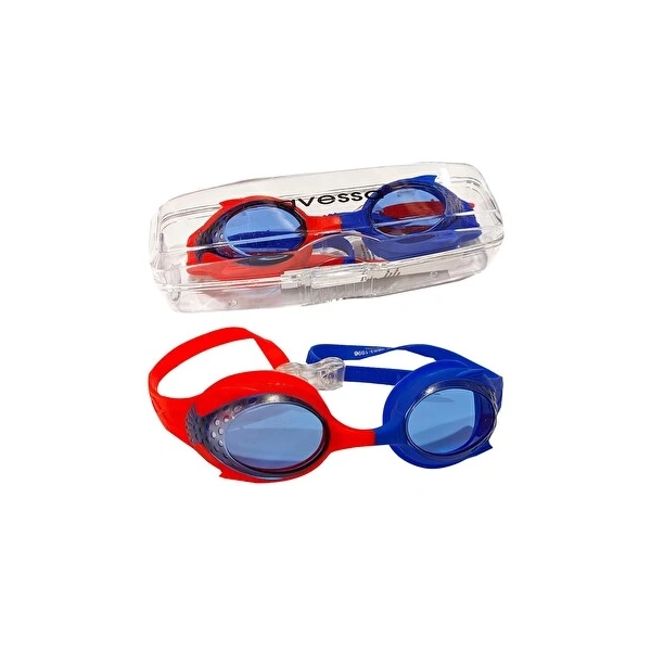 Avessa GS28 Kutulu Mavi Kırmızı Unisex Çocuk Yüzücü Gözlüğü