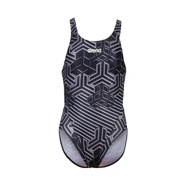 Arena Kız Çocuk Yüzücü Mayosu Siyah-Beyaz