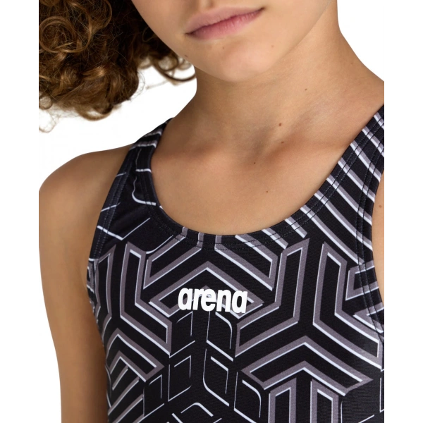 Arena Kız Çocuk Yüzücü Mayosu Siyah-Beyaz