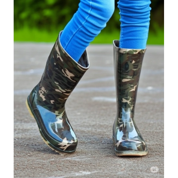 Bahçe ve Yağmur Çiçekli Kadın Çizmesi 36-40 Kamuflaj