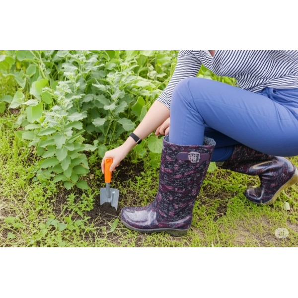 Bahçe ve Yağmur Çiçekli Kadın Çizmesi 36-40 Mürdüm