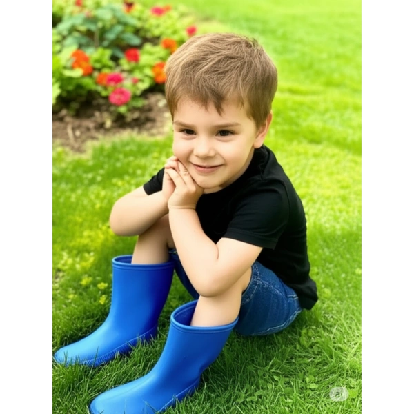 Bahçe ve Yağmur Renkli Çocuk Çizmesi 26-35 Mavi