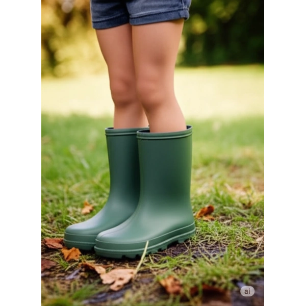 Bahçe ve Yağmur Renkli Çocuk Çizmesi 26-35 Yeşil