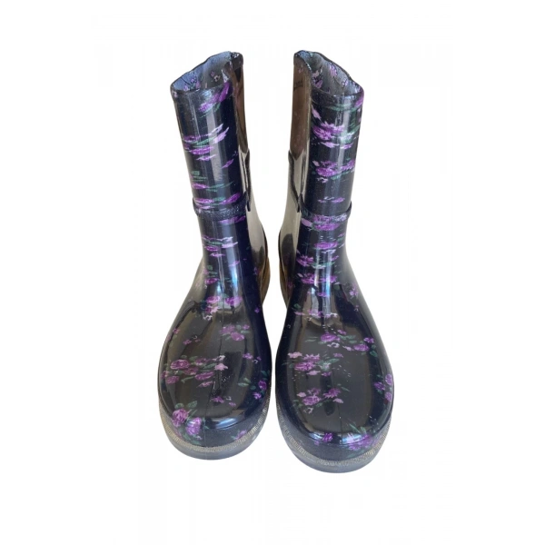Bahçe ve Yağmur Çiçekli Kadın Çizmesi 36-40 Mor
