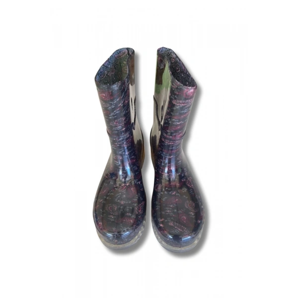 Bahçe ve Yağmur Çiçekli Kadın Çizmesi 36-40 Mürdüm