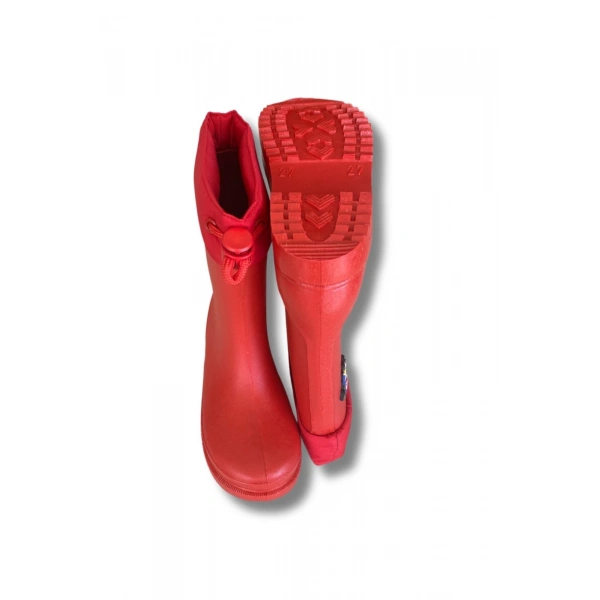 Konçlu Erkek Çocuk Yağmur Çizmesi 26-35 Kırmızı