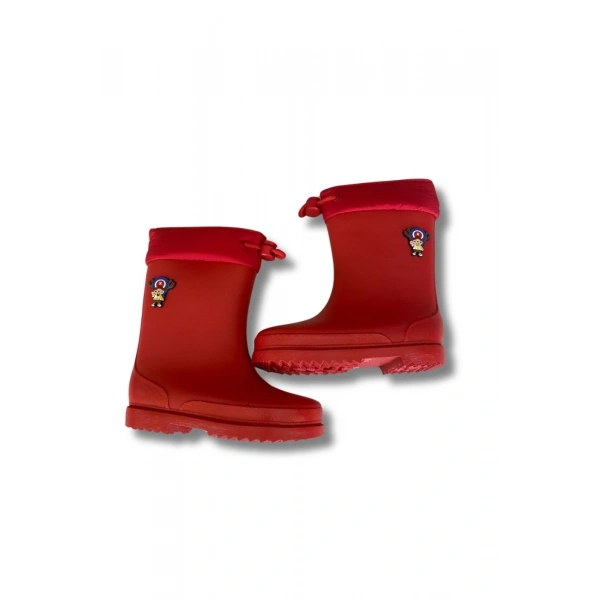 Konçlu Erkek Çocuk Yağmur Çizmesi 26-35 Kırmızı