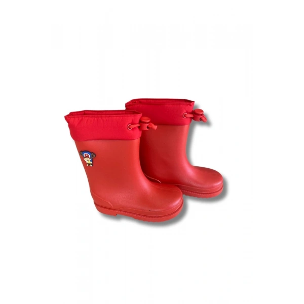 Konçlu Erkek Çocuk Yağmur Çizmesi 26-35 Kırmızı