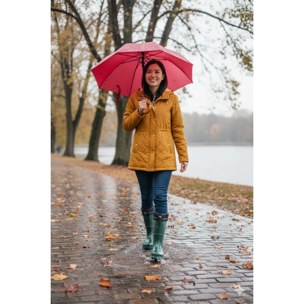 Konçlu Kadın Yağmur Çizmesi 36-40 Koyu Yeşil