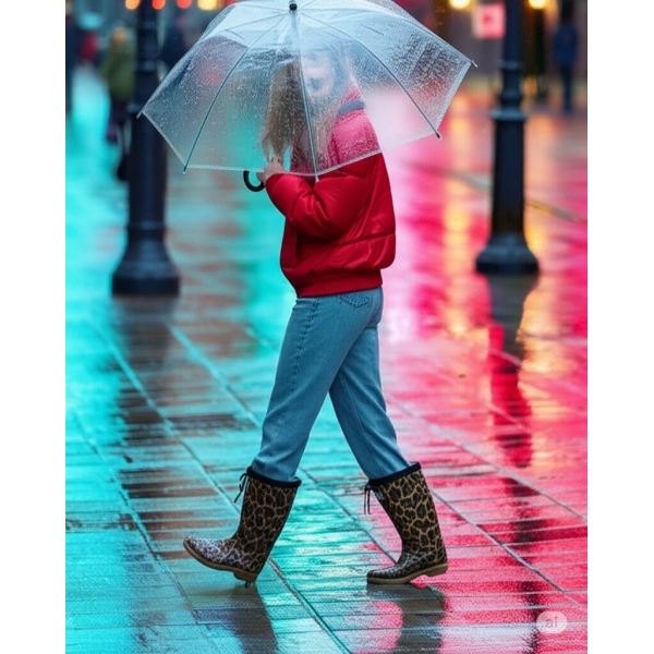 Konçlu Kadın Yağmur Çizmesi 36-40 Leopar