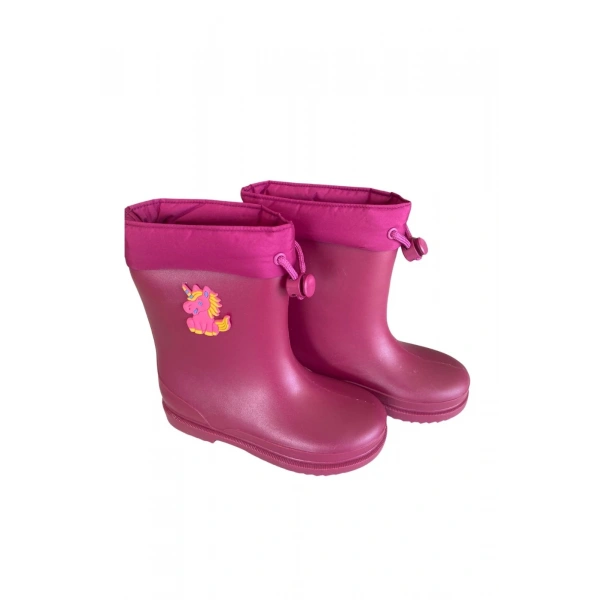 Konçlu Kız Çocuk Yağmur Çizmesi 26-35 Fuşya