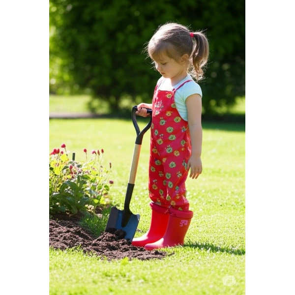 Konçlu Kız Çocuk Yağmur Çizmesi 26-35 Kırmızı