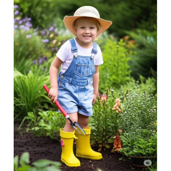 Konçlu Kız Çocuk Yağmur Çizmesi 26-35 Sarı