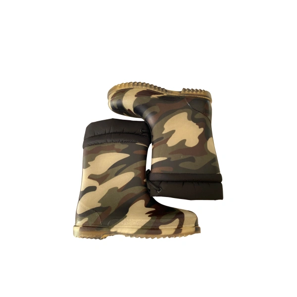 Konçlu Peluşlu Unisex Çocuk Yağmur Çizmesi 26-35 Şeffaf Kamuflaj