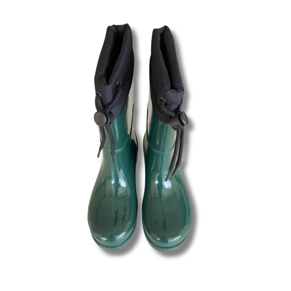 Konçlu Peluşlu Kadın Yağmur Çizmesi 36-40 Koyu Yeşil