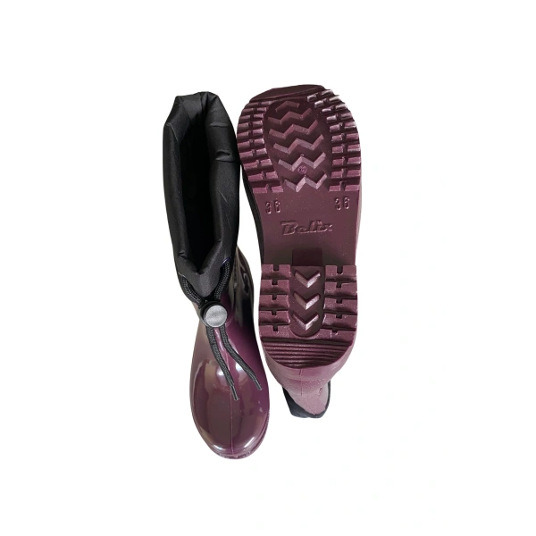 Konçlu Peluşlu Kadın Yağmur Çizmesi 36-40 Mürdüm