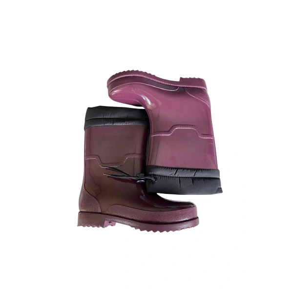 Konçlu Peluşlu Kadın Yağmur Çizmesi 36-40 Mürdüm