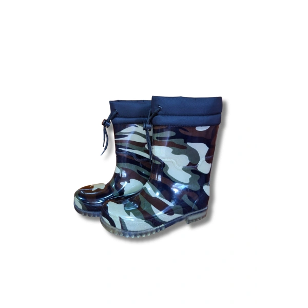 Konçlu Peluşlu Unisex Yağmur Çizmesi 36-40 Yeni Askeri Kamuflaj
