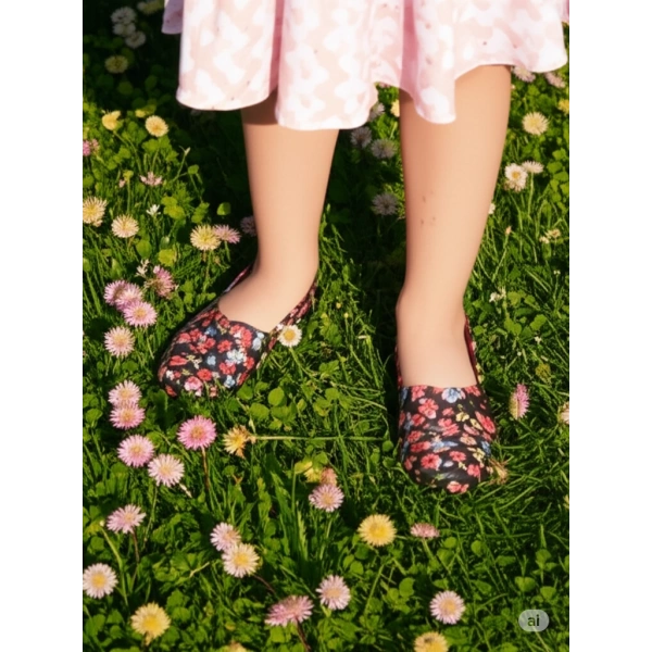 Patik Çiçekli Bahçe ve Tarım Kız Çocuk Ayakkabısı 21-28 Pempe