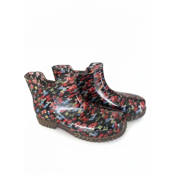 Potin Yağmur Kadın Botu 36-40 Kırmızı Çiçekli