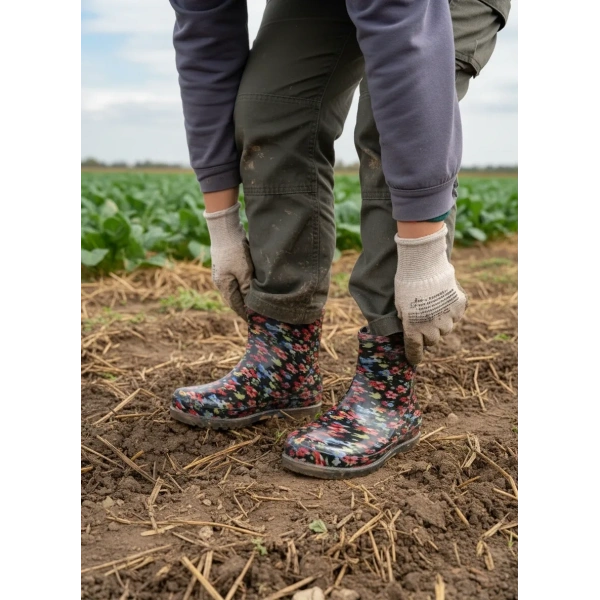 Potin Yağmur Kadın Botu 36-40 Kırmızı Çiçekli