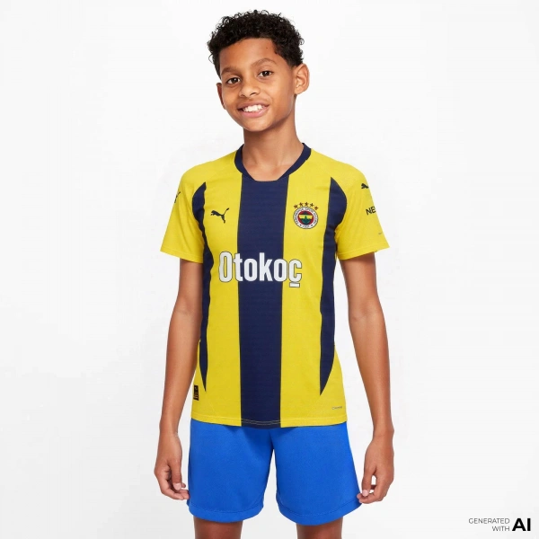 Puma 775364-01 Fenerbahçe 24/25 Çocuk Unisex İç Saha Çubuklu Forması Sarı-Lacivert