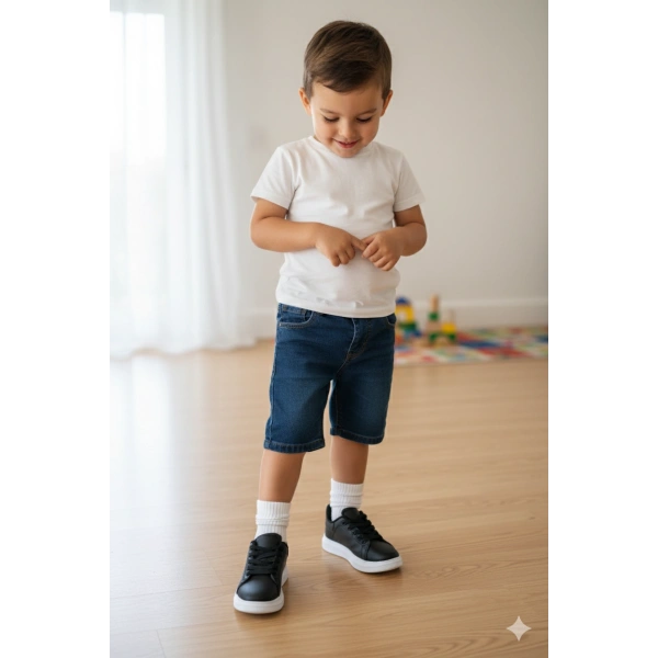 Belix-Sammix Erkek Çocuk Spor Ayakkabısı 28-35 Siyah-Beyaz