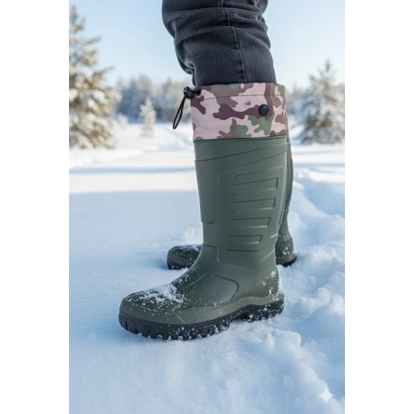 Serabien Soğuk-Sıcak İzolasyonlu Şok Emici Kaymaz Tabanlı Eva Kauçuk Çizme Yeşil