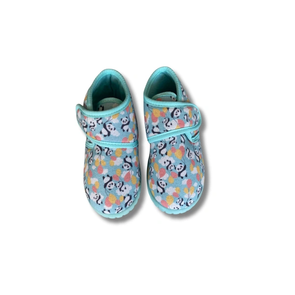 Soylu Yumuşak Pamuklu Unisex Çocuk Pandufu Yeşil/Panda