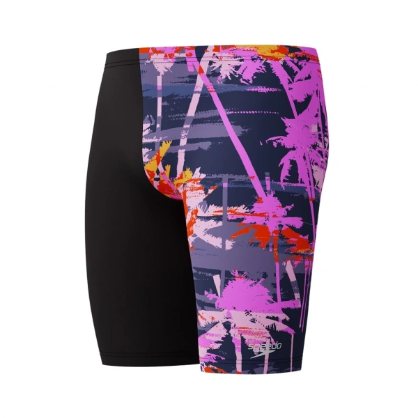 Speedo Allover Digi Jam-mer Erkek Çocuk Yüzücü Mayosu Siyah-Mor