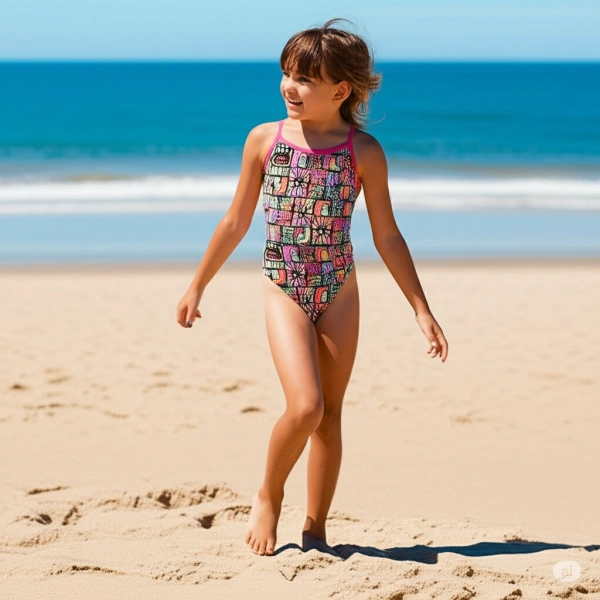 Speedo Allover Digital V-Back Kız Çocuk Yüzücü Mayosu Desenli Mor