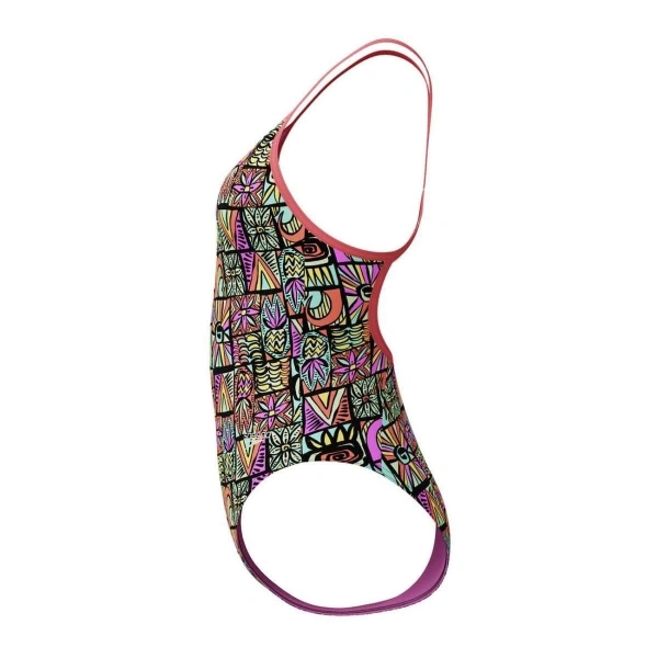 Speedo Allover Digital V-Back Kız Çocuk Yüzücü Mayosu Desenli Mor