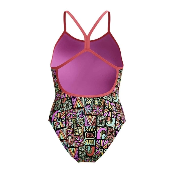 Speedo Allover Digital V-Back Kız Çocuk Yüzücü Mayosu Desenli Mor