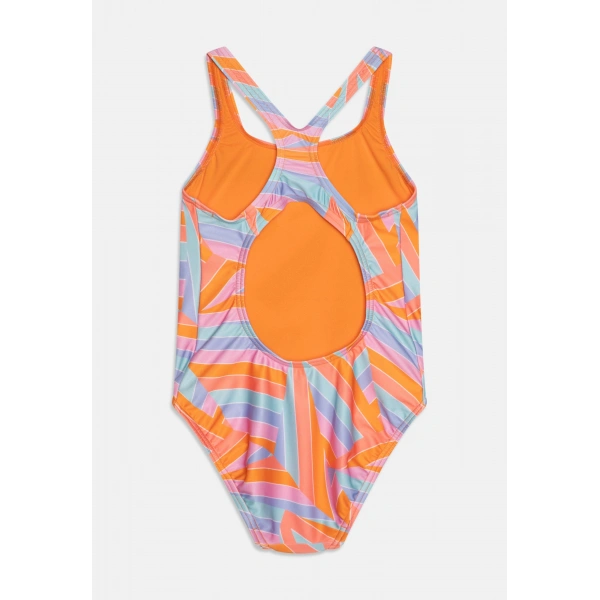 Speedo Allover Printed Medalist Kız Çocuk Yüzücü Mayosu Turuncu-Mavi