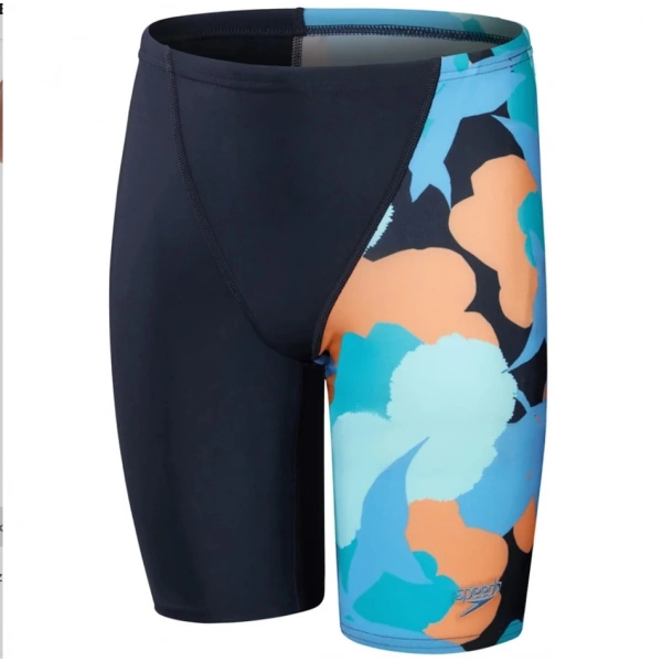 Speedo Allover V Cut Jammer Erkek Çocuk Yüzücü Mayo Lacivert-Turuncu