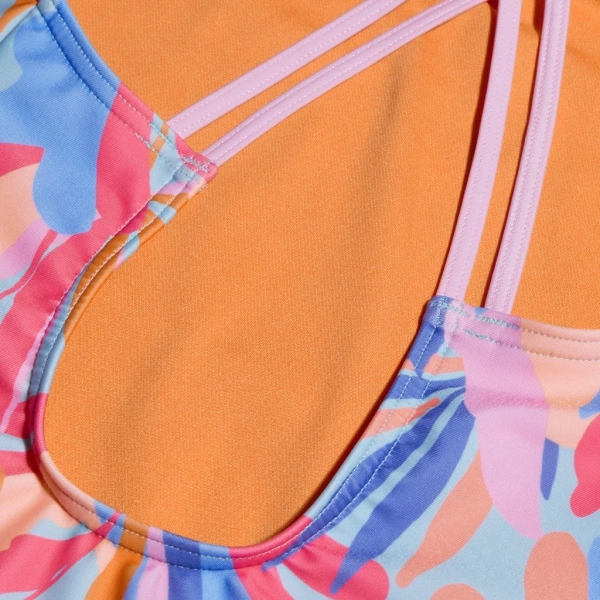 Speedo Printed Twinstrap Kız Çocuk Yüzücü Mayosu Pembe-Mavi