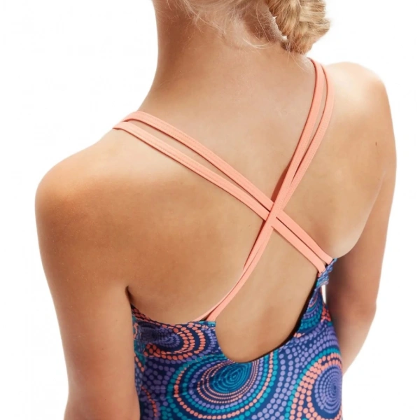 Speedo PT Twinstrap Kız Çocuk Yüzücü Mayosu Mavi-Pembe