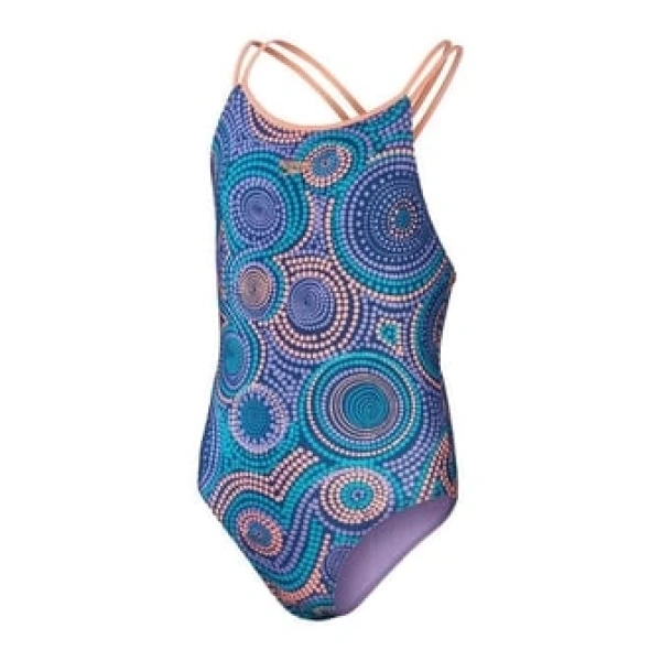 Speedo PT Twinstrap Kız Çocuk Yüzücü Mayosu Mavi-Pembe