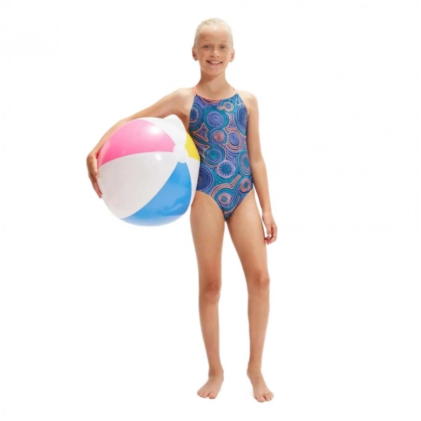 Speedo PT Twinstrap Kız Çocuk Yüzücü Mayosu Mavi-Pembe