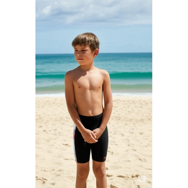 Speedo Digi Allover Panel Jam-mer Erkek Çocuk Yüzücü Mayo Siyah-Turuncu